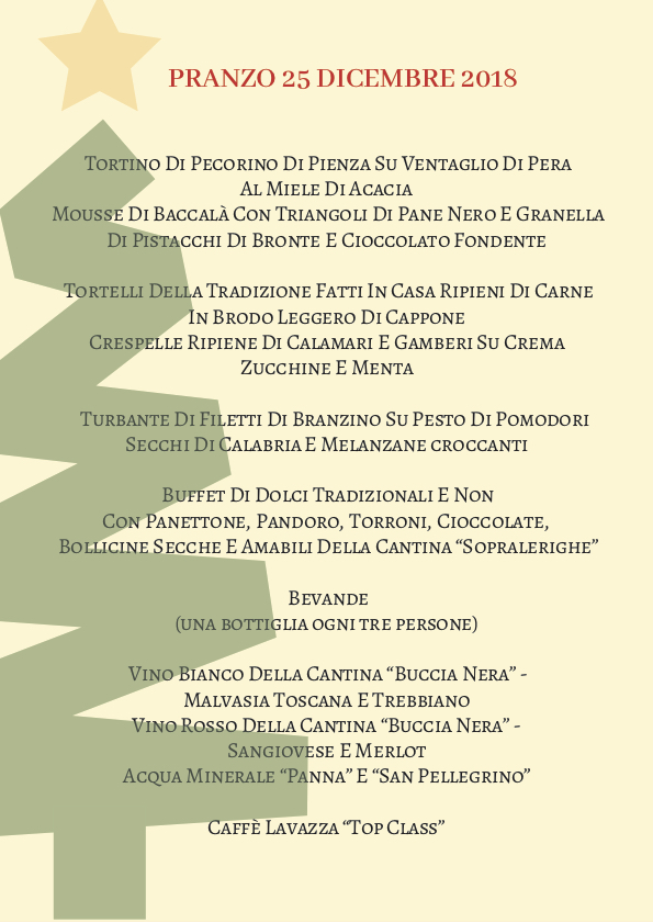 Menu Di Natale Toscano.Pranzo Di Natale 2018 Mercoledi 28 Novembre 2018 Cascina Del Poggio Poggio All Angello Livorno